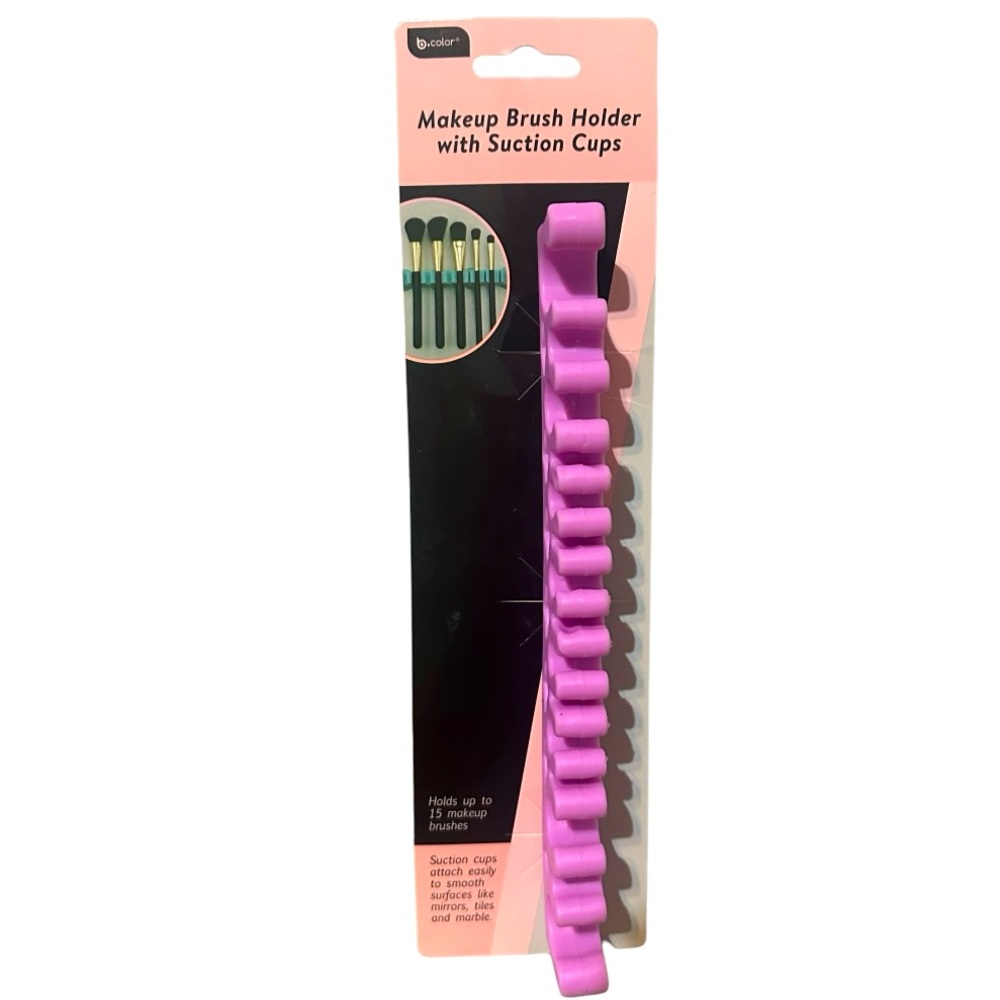 B. Color Violet Silicone 15 Pc Makeup Brush Holder with Suction Cups NWT